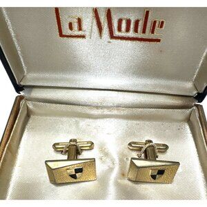 Vintage LA MODE Heraldic Shield Gold-Tone Designer Cufflinks